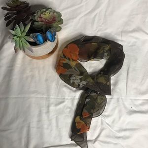 Sheer floral design scarf